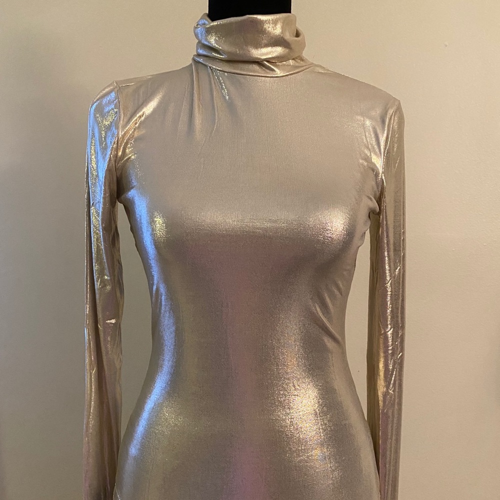 Long Sleeve Gold Turtle Neck